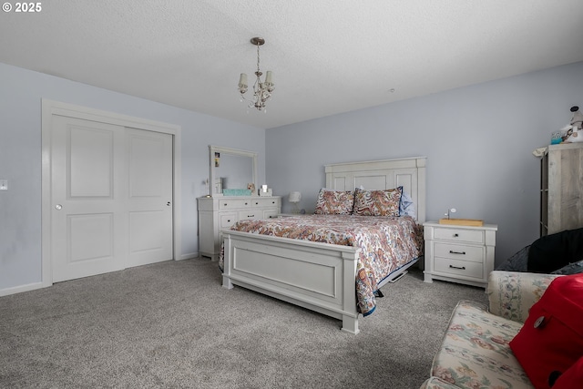 3801 NE 93rd St, Vancouver, WA 98665 - bedroom with carpet flooring, a chandelier, and a textured ceiling
