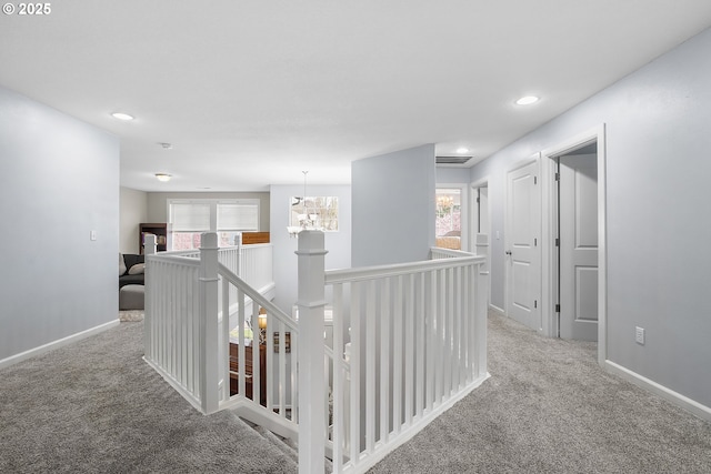 3801 NE 93rd St, Vancouver, WA 98665 - corridor with an upstairs landing, carpet floors, and a healthy amount of sunlight