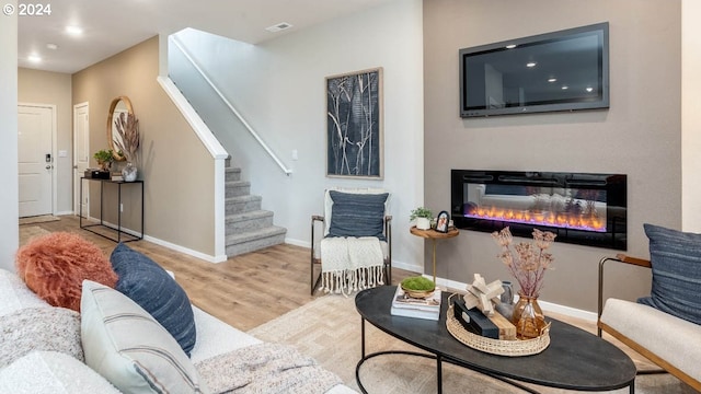 living room featuring light hardwood / wood-style floors