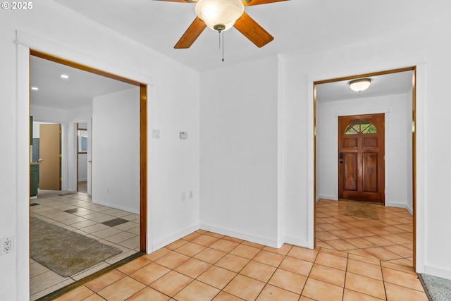 95116 Marcola Rd, Marcola, OR 97454 - spare room featuring a ceiling fan, baseboards, and light tile patterned flooring