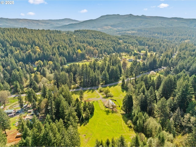 95116 Marcola Rd, Marcola, OR 97454 - birds eye view of property with a mountain view and a view of trees