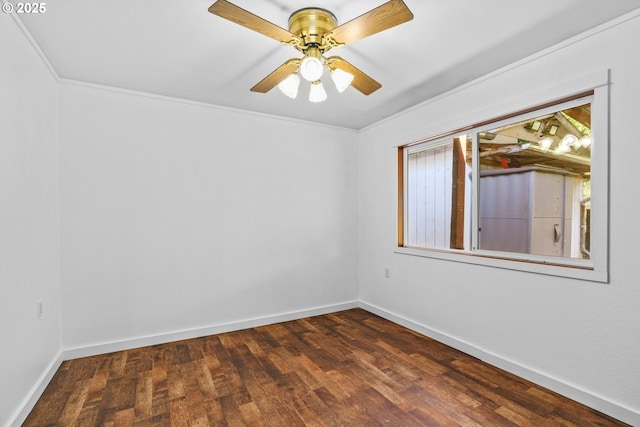 95116 Marcola Rd, Marcola, OR 97454 - empty room featuring baseboards, a ceiling fan, and dark wood-style floors