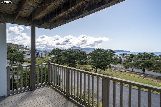 deck with a mountain view