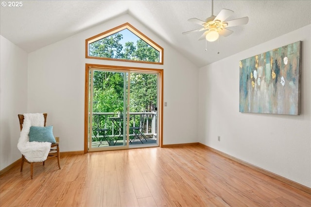 115 Willow St, Silverton, OR 97381 - unfurnished room featuring light wood-type flooring, ceiling fan, and vaulted ceiling