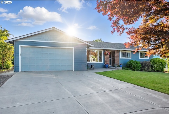 5355 SW 205th Ct, Beaverton, OR 97078 - ranch-style house featuring concrete driveway, a garage, and a front lawn