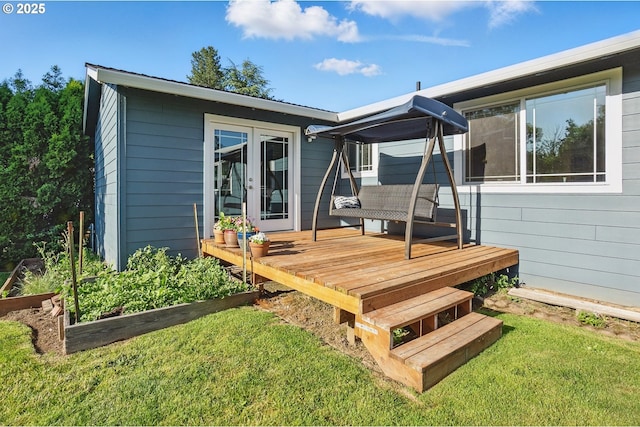 5355 SW 205th Ct, Beaverton, OR 97078 - deck with a garden, french doors, and a yard