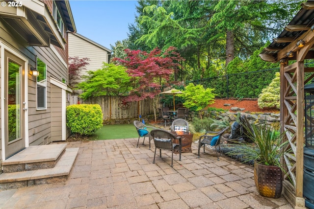 view of patio featuring a fenced backyard