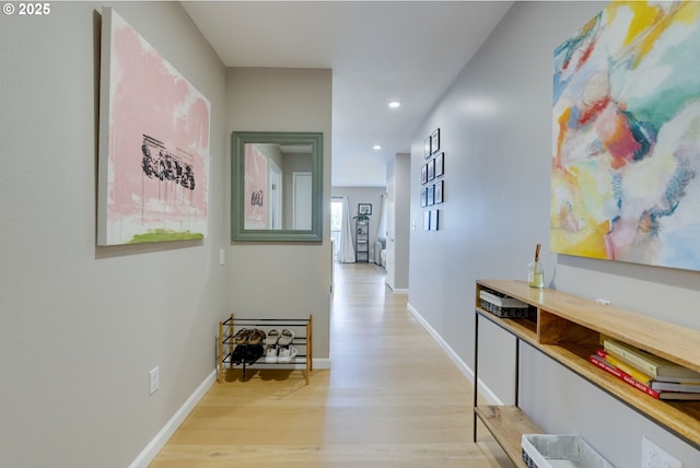 6825 SW Capitol Hill Rd Unit 27, Portland, OR 97219 - corridor with light wood finished floors and recessed lighting