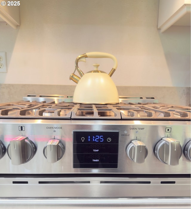 kitchen view of stainless steel gas range