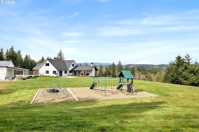 view of play area with a lawn