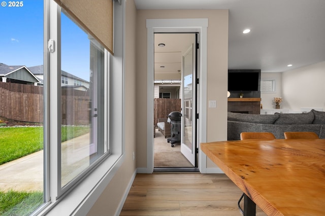 3838 SE 7th Ave, Battle Ground, WA 98604 - dining area featuring wood finished floors, recessed lighting, and baseboards