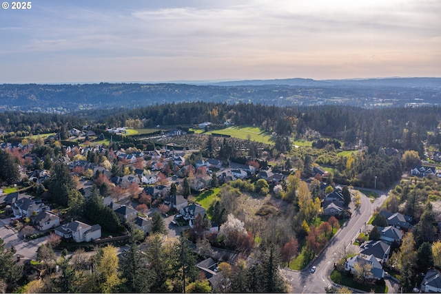 aerial view at dusk with a residential view