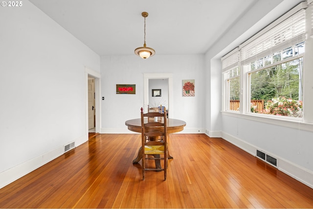1219 Jerome Ave, Astoria, OR 97103 - dining space featuring visible vents, baseboards, and light wood finished floors