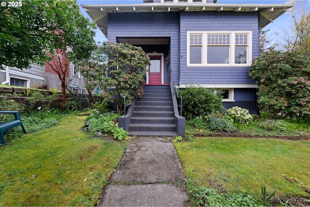1219 Jerome Ave, Astoria, OR 97103 - view of front of house with a front lawn and stairway