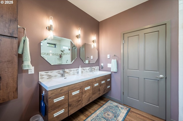 1342 11th St SW, Bandon, OR 97411 - full bath with wood finished floors and double vanity