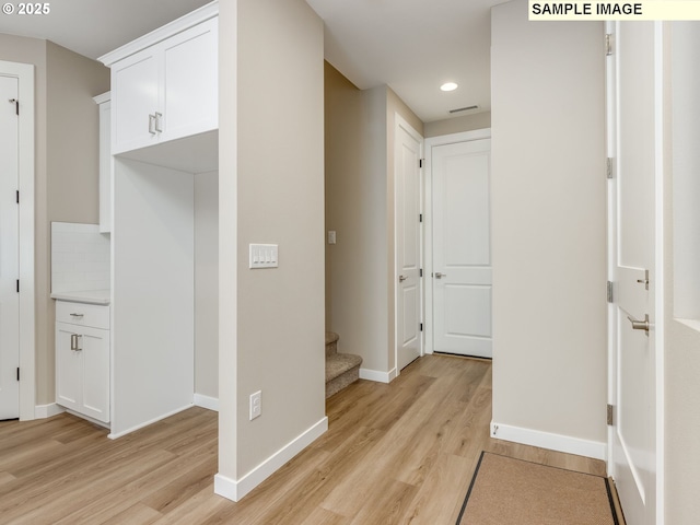 736 NW 178th Way, Ridgefield, WA 98642 - corridor with light wood-style flooring, recessed lighting, baseboards, and stairs