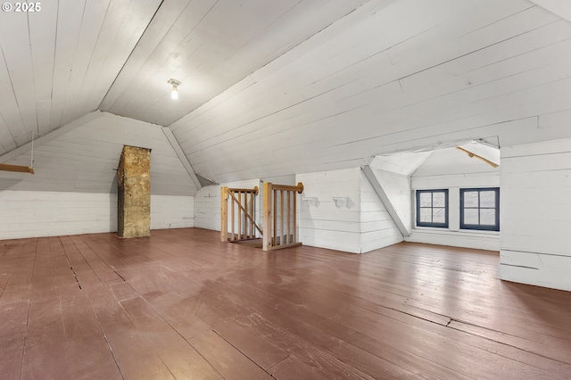 1904 SE Alder St, Portland, OR 97214 - bonus room with wooden walls, lofted ceiling, and hardwood / wood-style flooring