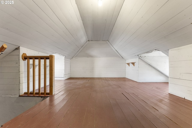 1904 SE Alder St, Portland, OR 97214 - bonus room with hardwood / wood-style floors, vaulted ceiling, wooden ceiling, and wood walls