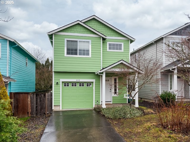 view of front of property with a garage