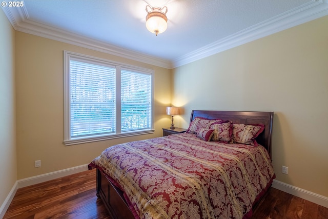 703 SE Keel Ave, Lincoln City, OR 97367 - bedroom with dark wood-style floors, baseboards, and crown molding