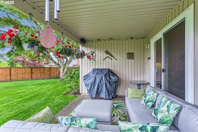 4730 SW 189th Pl, Beaverton, OR 97078 - view of patio with area for grilling, fence, and outdoor lounge area