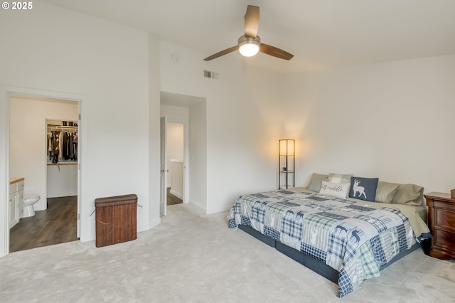 11220 SW Buffalo Pl, Tigard, OR 97223 - carpeted bedroom with a spacious closet, high vaulted ceiling, a closet, and a ceiling fan