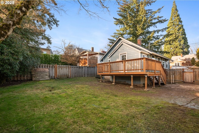 view of yard featuring a wooden deck