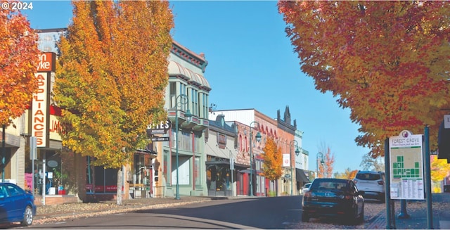 view of street featuring sidewalks and curbs