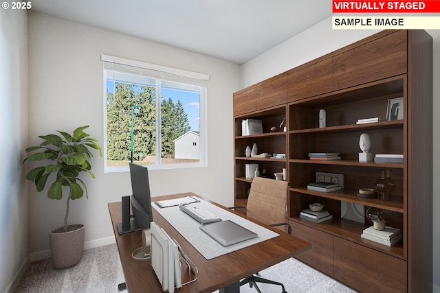 home office with baseboards