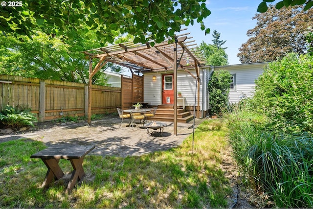 3620 NE 80th Ave, Portland, OR 97213 - back of property with a pergola, a patio area, and entry steps