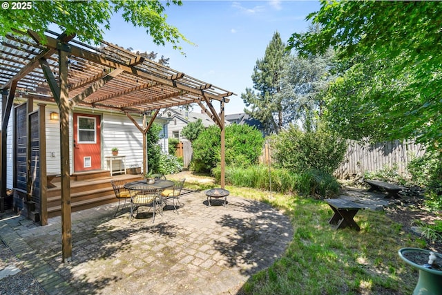 3620 NE 80th Ave, Portland, OR 97213 - view of patio with a pergola and an outdoor fire pit