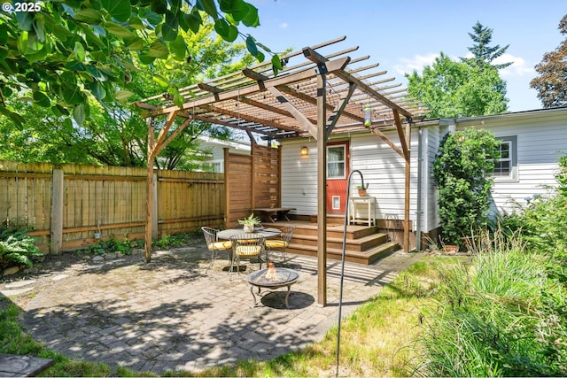 3620 NE 80th Ave, Portland, OR 97213 - back of property with a pergola, a patio area, and a fire pit