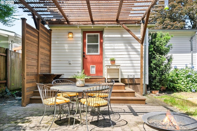 3620 NE 80th Ave, Portland, OR 97213 - view of patio with an outdoor fire pit, a pergola, and outdoor dining area