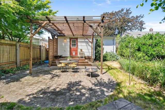 3620 NE 80th Ave, Portland, OR 97213 - rear view of property with an outdoor fire pit, a patio, and a pergola