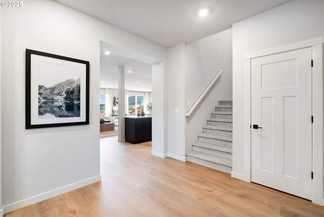 5591 N 87th Ave, Camas, WA 98607 - stairs with wood finished floors and recessed lighting