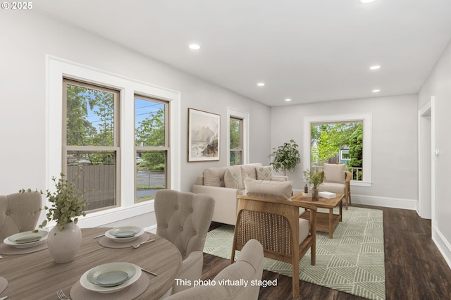 9605 N Hodge Ave, Portland, OR 97203 - living room with wood finished floors, recessed lighting, and baseboards