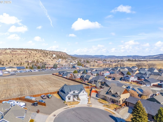 bird's eye view with a mountain view and a residential view