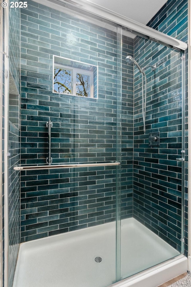 full bathroom featuring a shower stall
