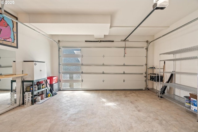 garage with a garage door opener