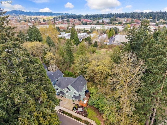 aerial view with a forest view