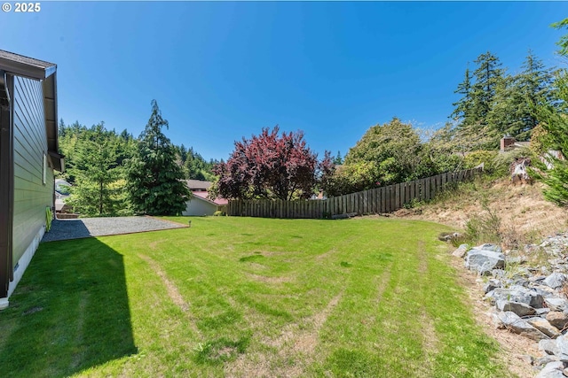 view of yard featuring fence