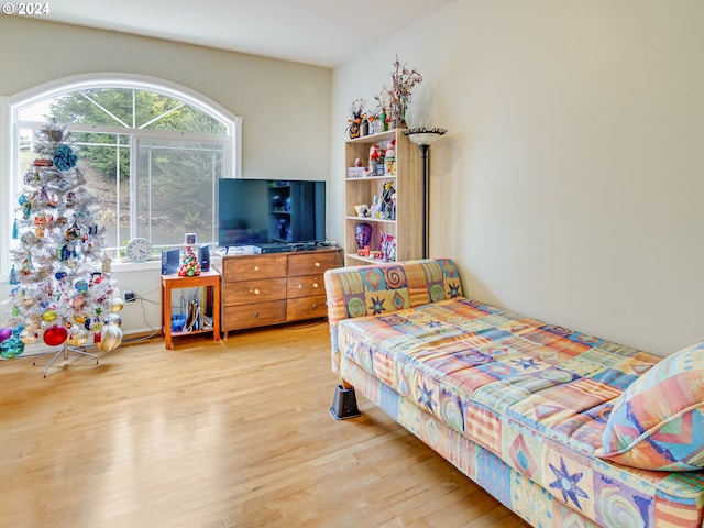 bedroom with light wood finished floors