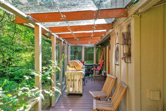 178 SW The Pines Dr, Depoe Bay, OR 97341 - wooden deck featuring a pergola and a grill