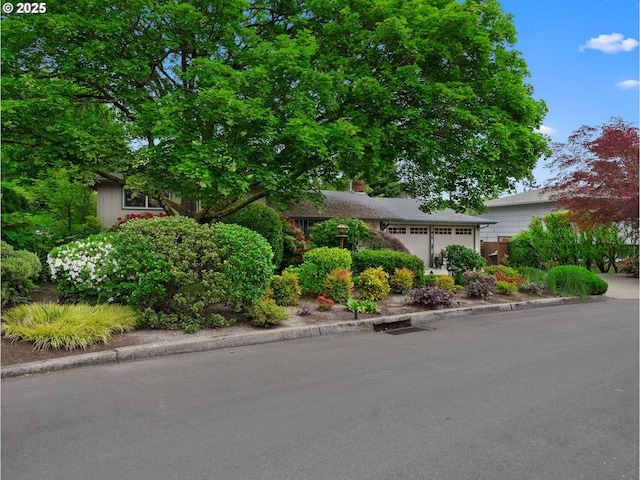 19085 SW Jaylee St, Beaverton, OR 97078 - obstructed view of property with an attached garage and a chimney
