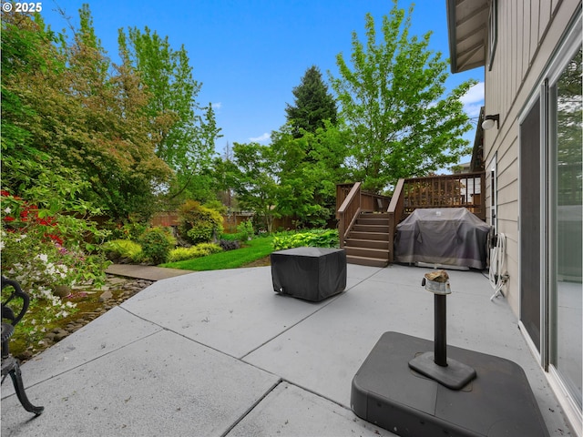 19085 SW Jaylee St, Beaverton, OR 97078 - fenced backyard with area for grilling, a patio, a deck, and stairway