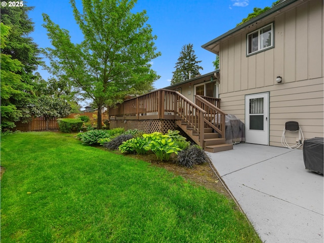 19085 SW Jaylee St, Beaverton, OR 97078 - view of yard with a patio area, stairs, and a wooden deck