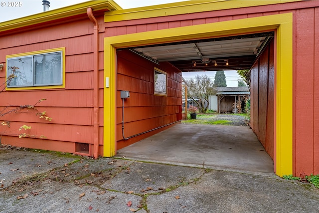 garage with a carport