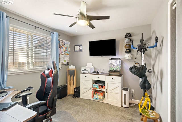 1448 S Grove Lane Ct, Sutherlin, OR 97479 - office area with light colored carpet, ceiling fan, and baseboards