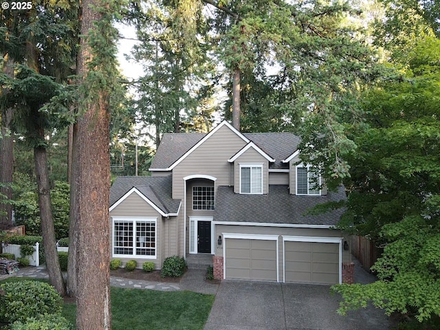 4506 Black Forest Ct, Lake Oswego, OR 97035 - traditional-style house featuring driveway, roof with shingles, a garage, and brick siding
