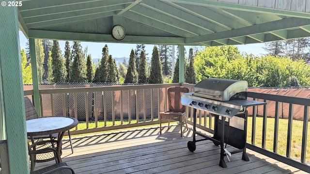 deck featuring area for grilling